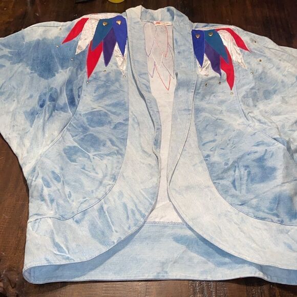 Vintage 80’s-90’s Handmade Denim Patch Jacket Shoulder Pads Pat Hardison pockets - Picture 13 of 15